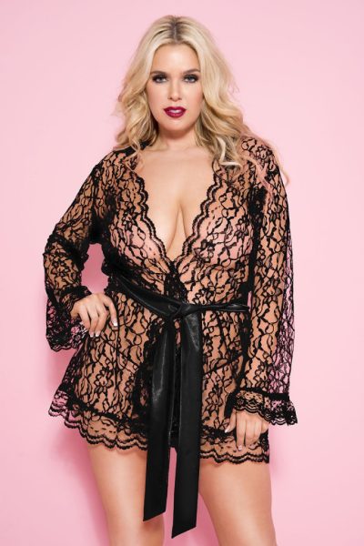 Virágos csipkés plus size kimonó