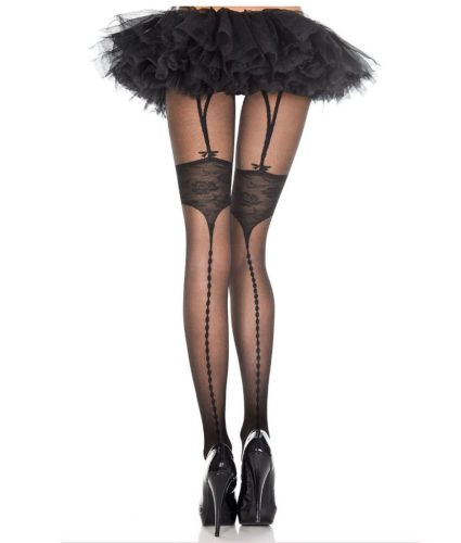 Harisnyatartós csipke mintás spandex harisnyanadrág