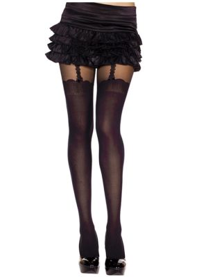 Harisnyatartó mintás fekete spandex harisnya