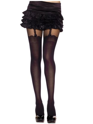 Harisnyatartó mintás fekete spandex harisnya