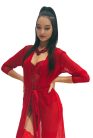Luxury piros mikrotüll kimonó