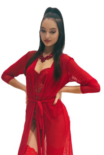 Luxury piros mikrotüll kimonó