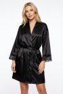 MMSZK28-BLK-Fekete szaten kimono, ujjan csipkevel