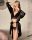 MMSZK28-BLK-Fekete szaten kimono, ujjan csipkevel