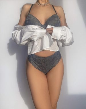 MRN szürke csipkés plus size bikini bugyi