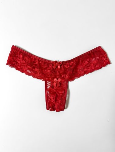 Hátul masnis csipkés nyitott bugyi