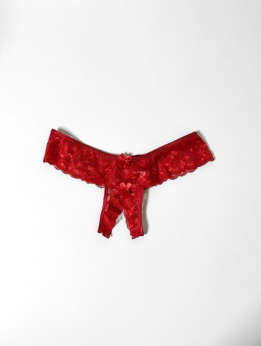 Hátul masnis csipkés nyitott bugyi