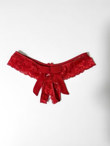 Hátul masnis csipkés nyitott bugyi