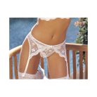 Exkluzív Fehér virágos hímzett harisnyatartó