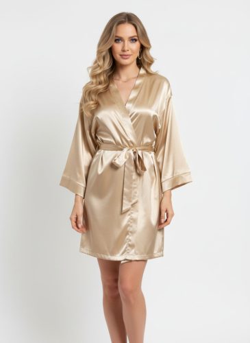 Világos arany színű szatén kimonó