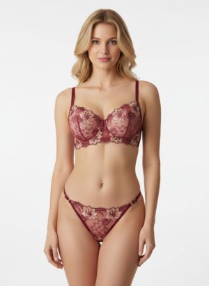 CELIA meggypiros hímzett merevítős szett