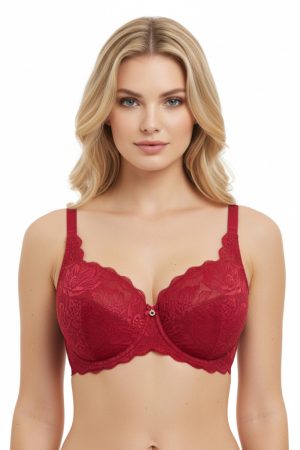 Exkluzív bordó csipkés flexibilis melltartó