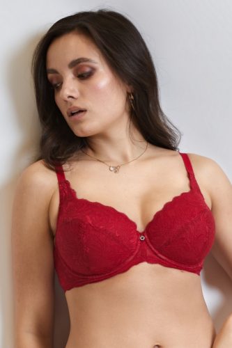 Exkluzív bordó csipkés flexibilis melltartó