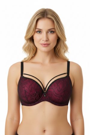 Cassandra exkluzív bíbor színű pántos melltartó