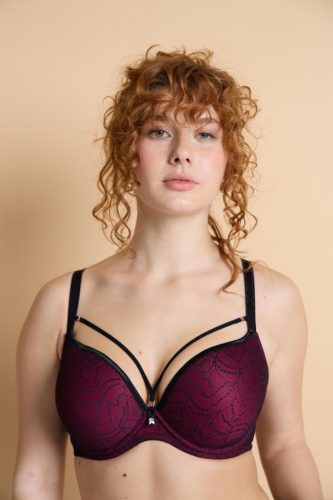 Cassandra exkluzív bíbor színű pántos melltartó