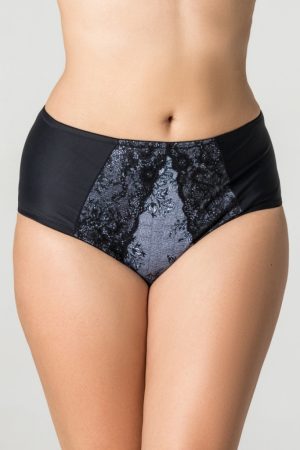 Magasított fazonú kék mintás csipkés bugyi