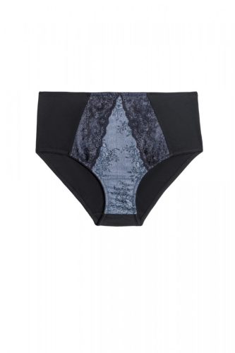 Magasított fazonú kék mintás csipkés bugyi